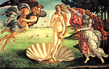Représentation mythologique de Vénus par Botticelli